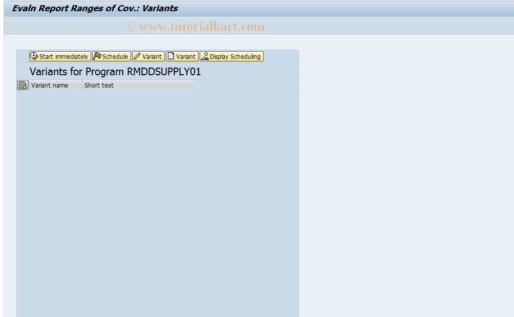 SAP TCode MDDS - Evaluation Report Ranges of Coverage