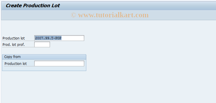 SAP TCode MDL1 - Create Production Lot