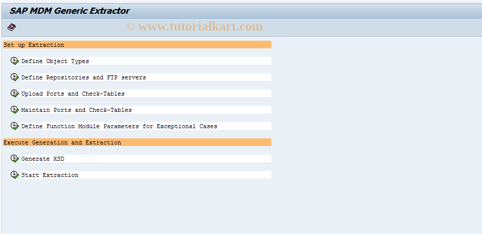 SAP TCode MDMGX - MDM Generic Extraction Framework