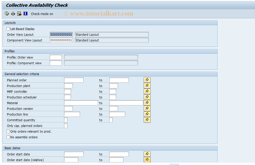 SAP TCode MDVP - Collective Availability Check PAUF