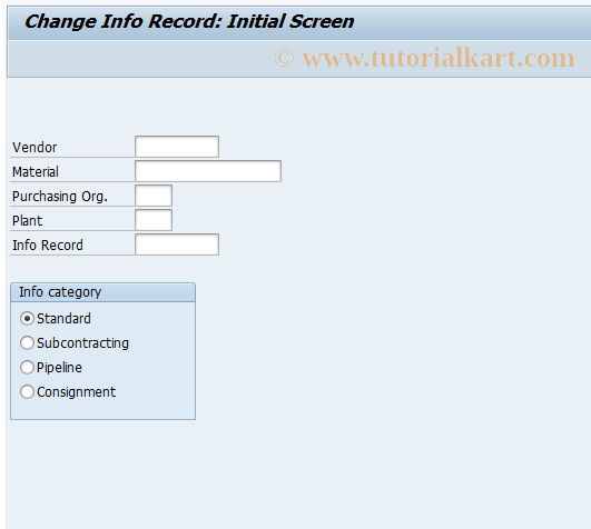 SAP TCode ME12 - Change Purchasing Info Record