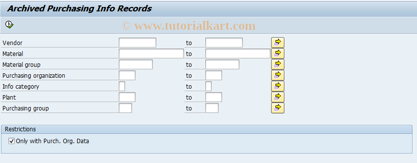 SAP TCode ME1A - Archived Purchasing Info Records