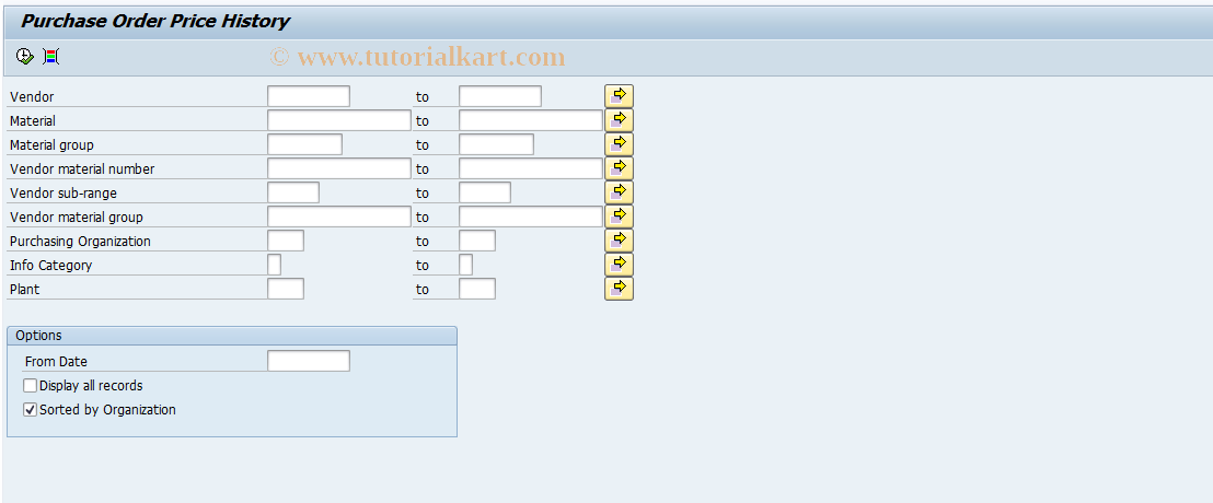 SAP TCode ME1P - Purchase Order Price History