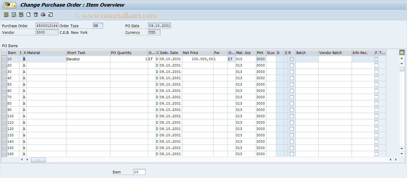 SAP TCode ME22 - Change Purchase Order