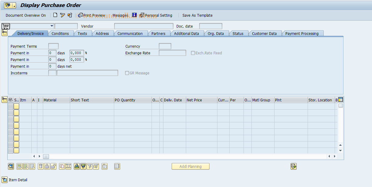 ME22N SAP Tcode : Change Purchase Order Transaction Code