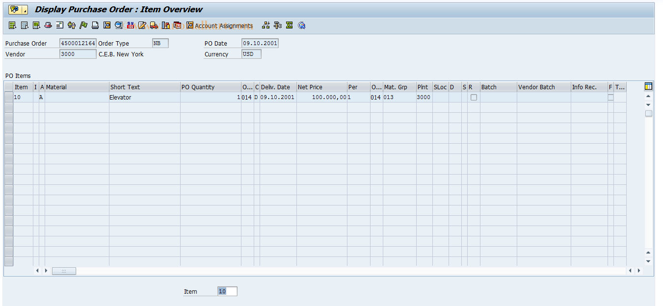 SAP TCode ME23 - Display Purchase Order