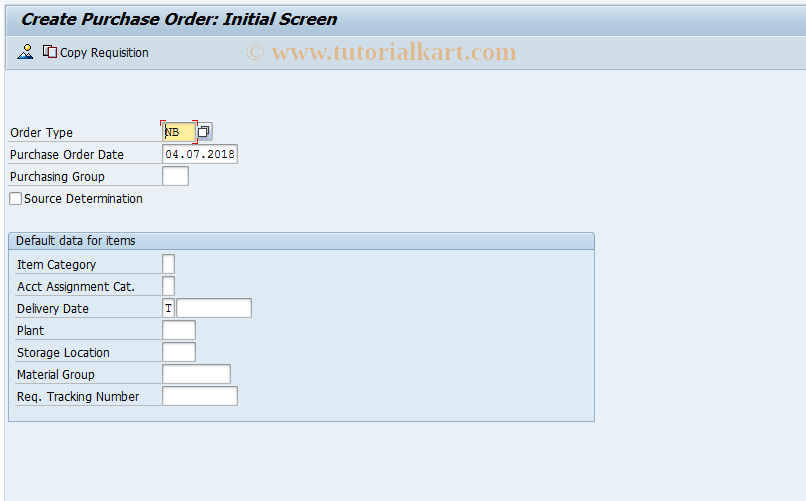 SAP TCode ME25 - Create PO with Source Determination