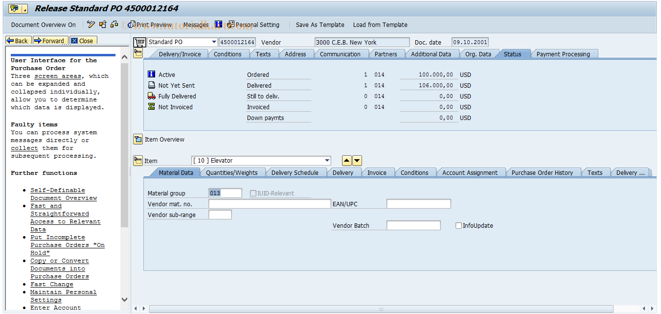 SAP TCode ME29N - Release purchase order