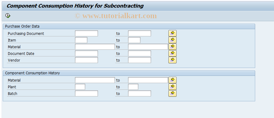 SAP TCode ME2COMP - Component Consumption History