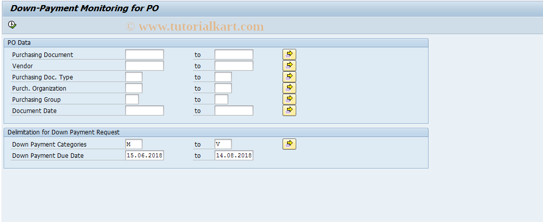 SAP TCode ME2DP - Down-Payment Monitoring for PO