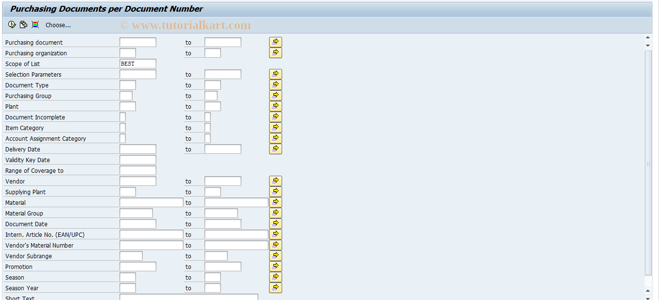 SAP TCode ME2N - Purchase Orders by PO Number