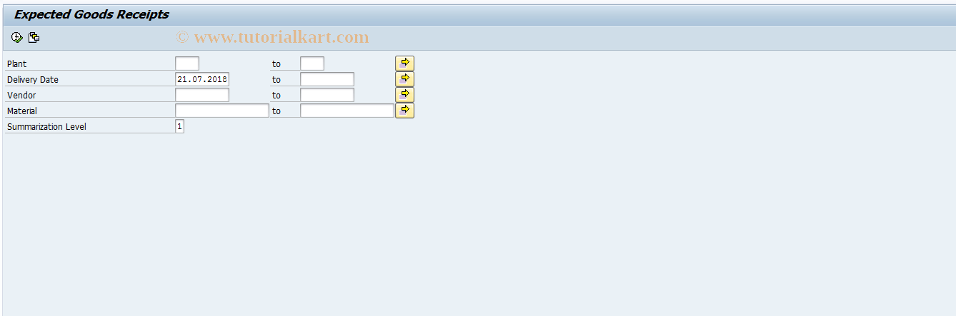 SAP TCode ME2V - Goods Receipt Forecast