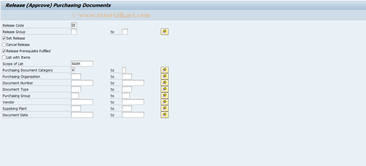 SAP TCode ME35K - Release Contract