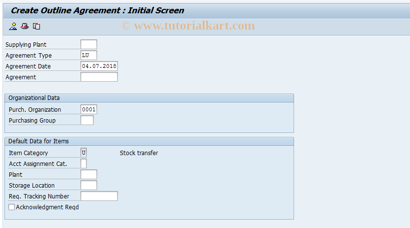 SAP TCode ME37 - Create Transport Scheduling Agmt.