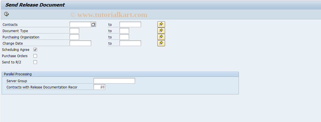 SAP TCode ME3A - Transm. Release Documentation Record