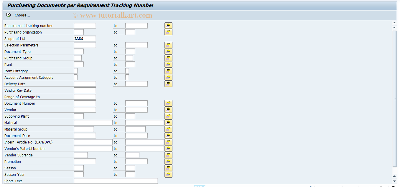 SAP TCode ME3B - Outl. Agreements per Requirement Number 