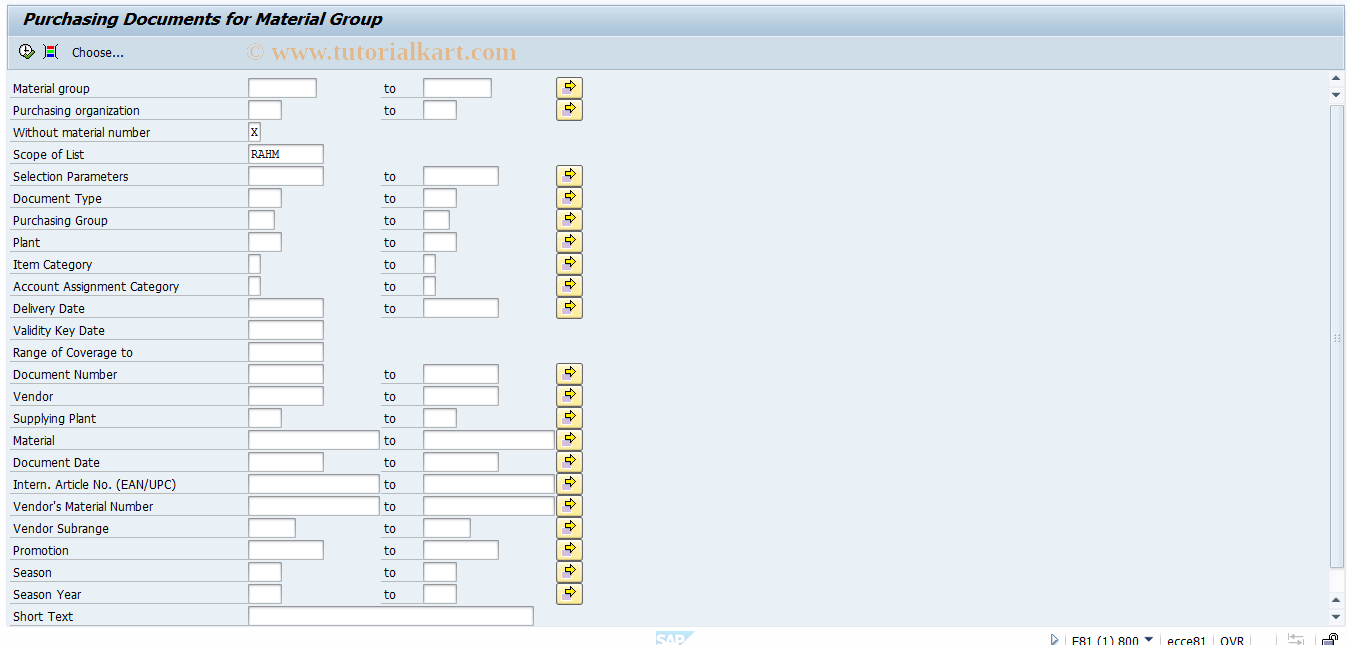 SAP TCode ME3C - Outline Agreements by Material Group