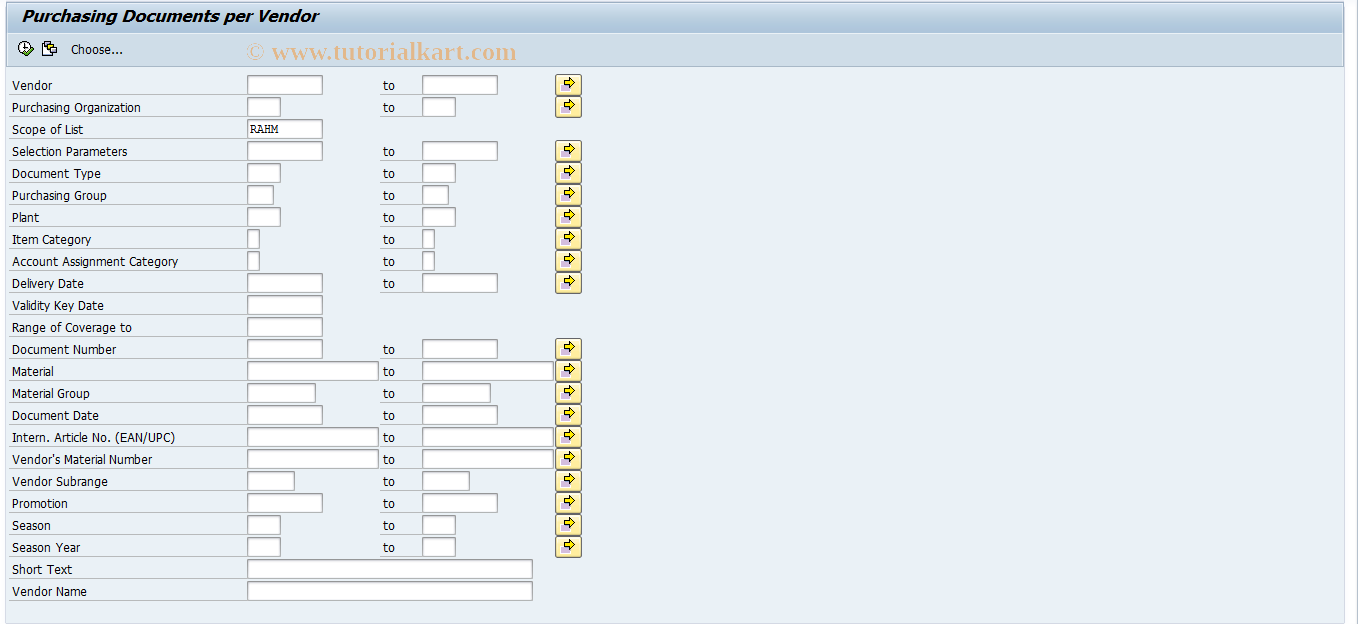 SAP TCode ME3L - Outline Agreements per Vendor