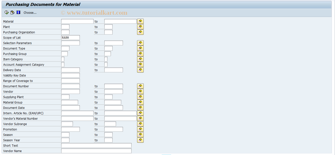 SAP TCode ME3M - Outline Agreements by Material