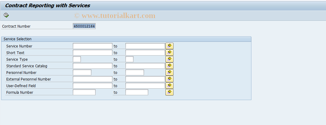 SAP TCode ME3S - Service List for Contract