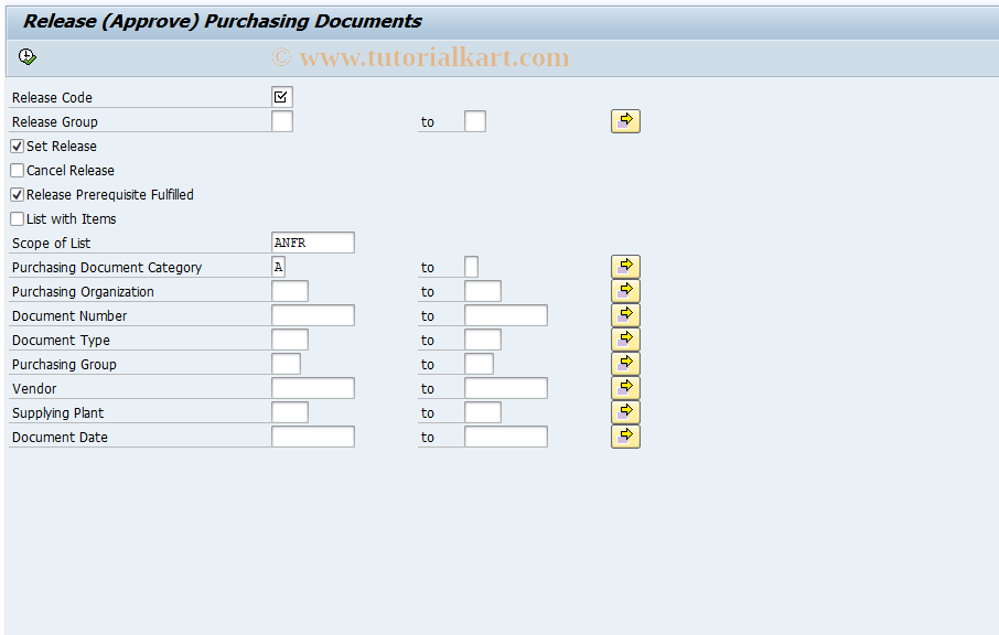 SAP TCode ME45 - Release RFQ