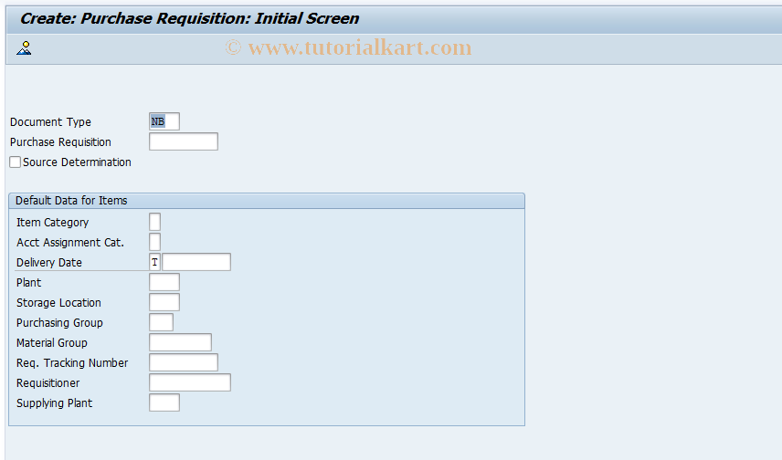 SAP TCode ME51 - Create Purchase Requisition