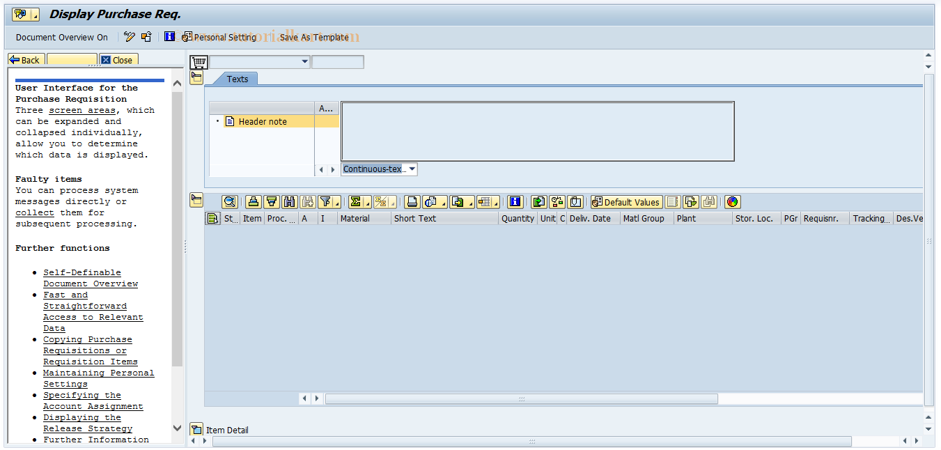 SAP TCode ME54N - Release Purchase Requisition