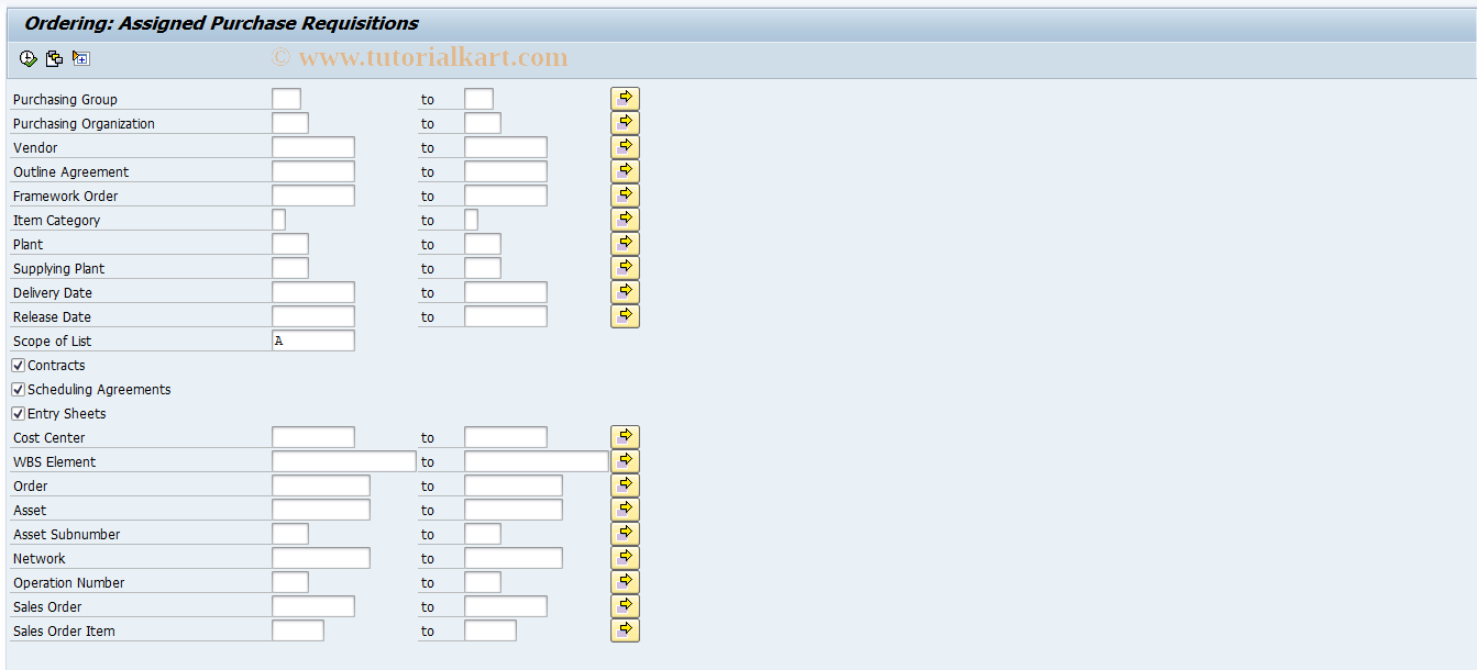 SAP TCode ME58 - Ordering: Assigned Requisitions