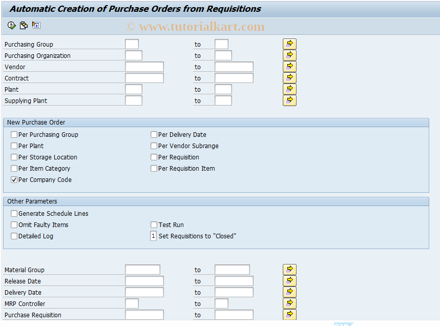 SAP TCode ME59 - Automatic Generation of POs