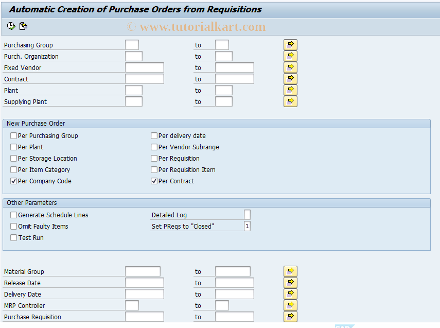 SAP TCode ME59N - Automatic generation of POs