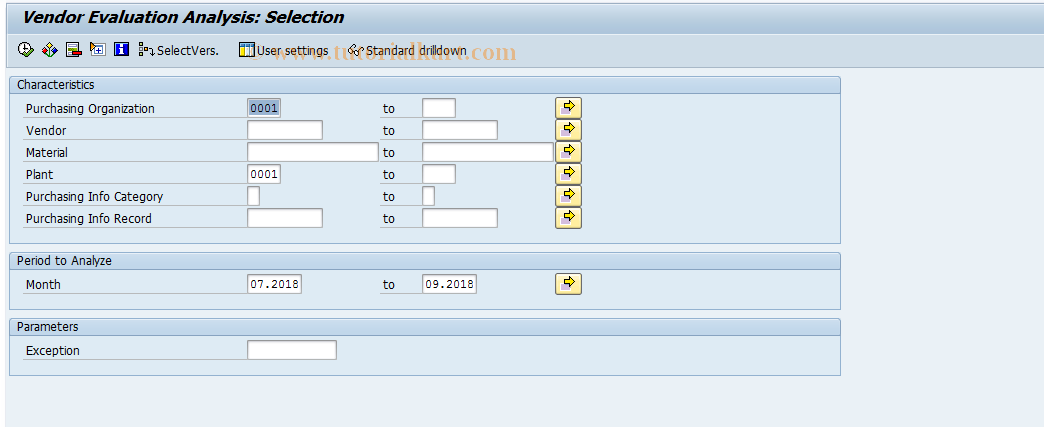 SAP TCode ME6H - Standard Analysis: Vendor Evaluation