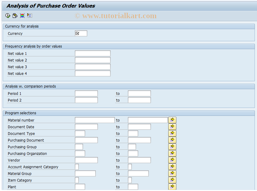 SAP TCode ME81N - Analysis of Order Values