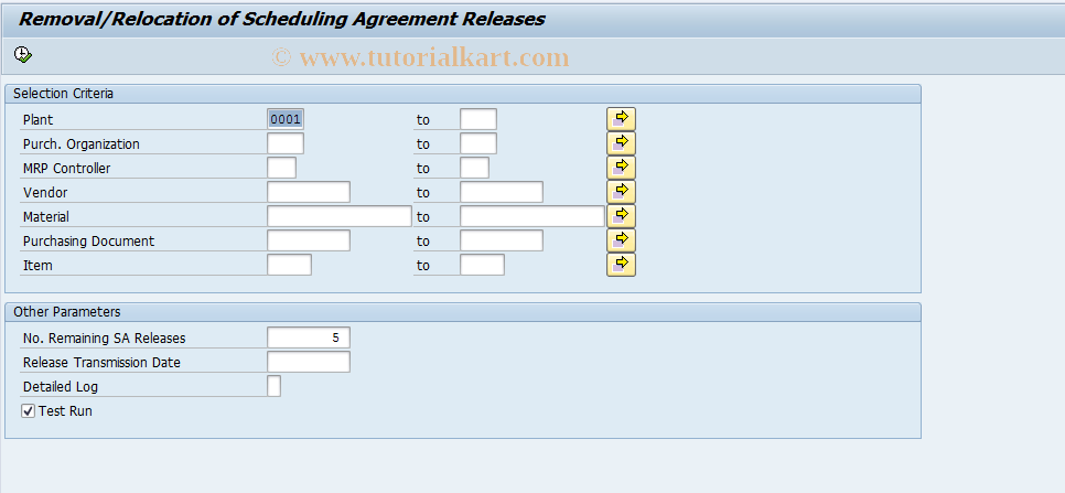 SAP TCode ME83 - Remove Scheduling Agreement Releases