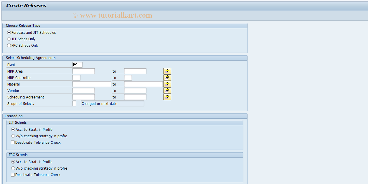 SAP TCode ME84 - Generation of Schedule  Agmt. Releases