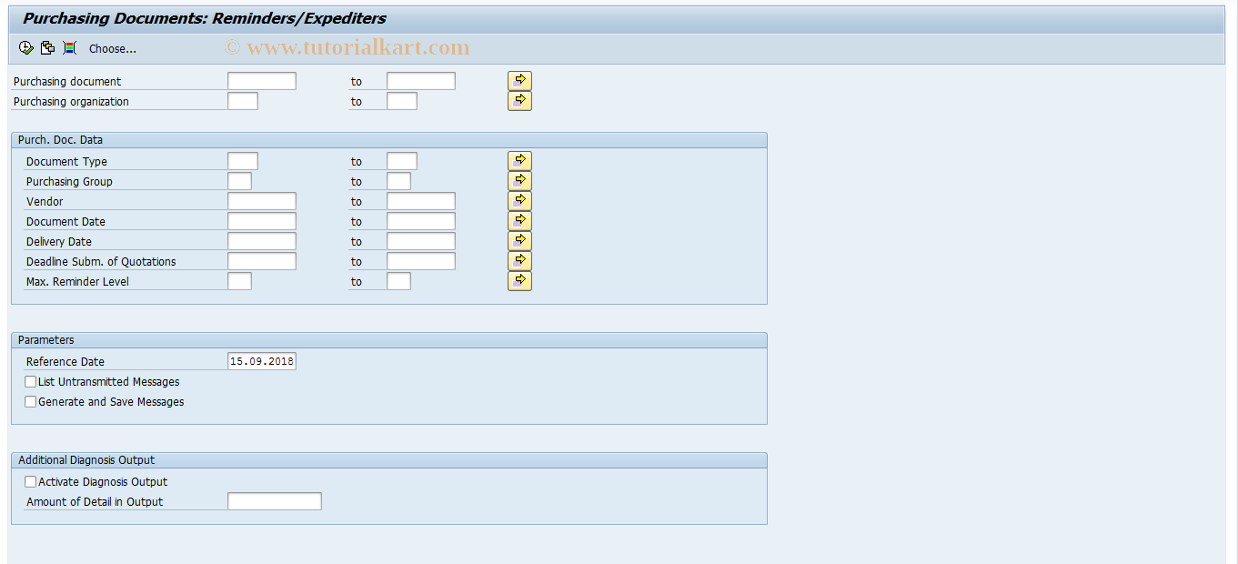 SAP TCode ME91E - Sch. Agmt. Schedules: Urging/Rem indirect 