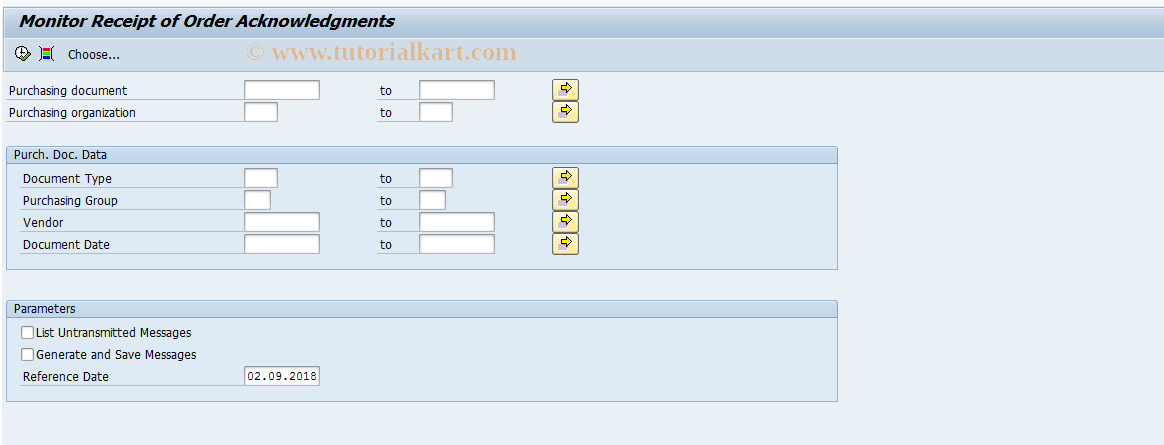 SAP TCode ME92F - Monitor Order Acknowledgment