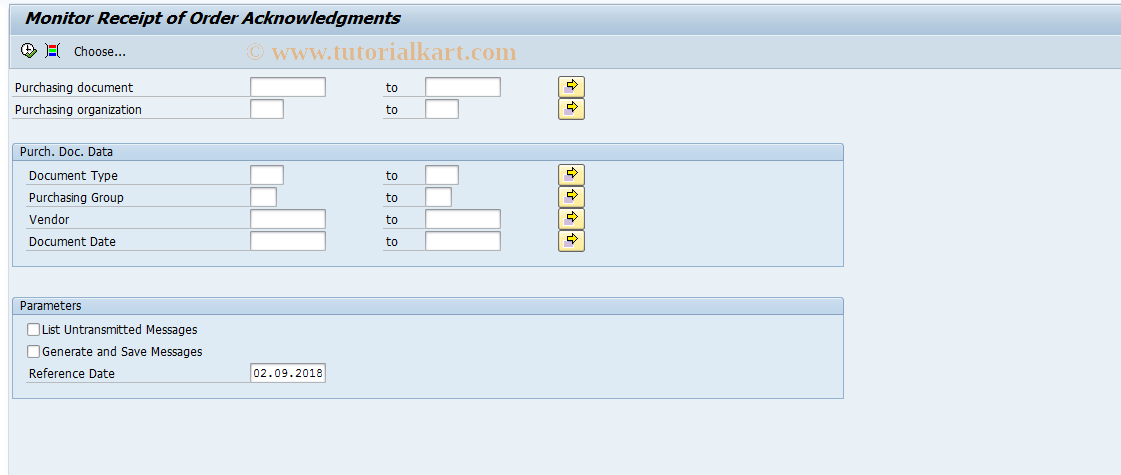 SAP TCode ME92L - Monitor Order Acknowledgment