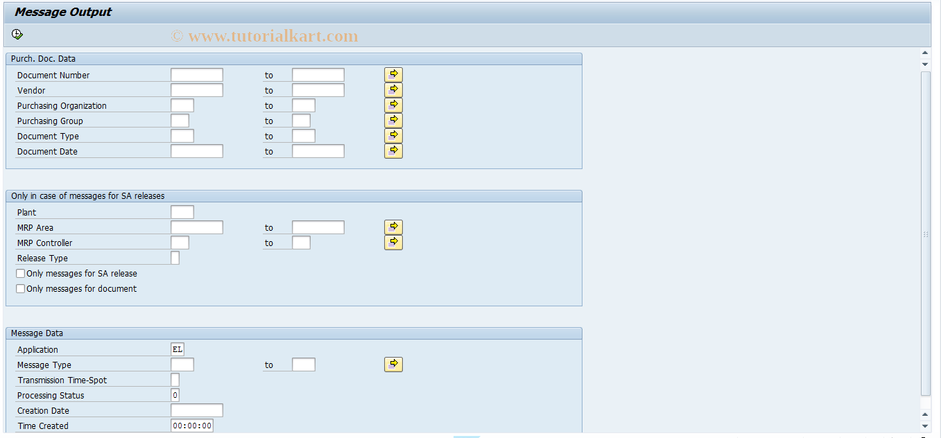 SAP TCode ME9E - Message Output: Sch. Agmt. Schedules