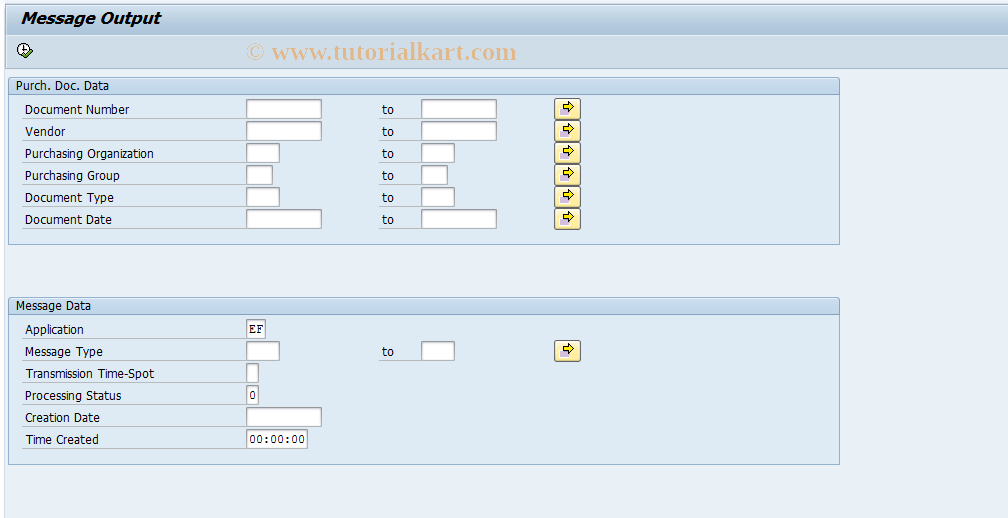 SAP TCode ME9F - Message Output: Purchase Orders