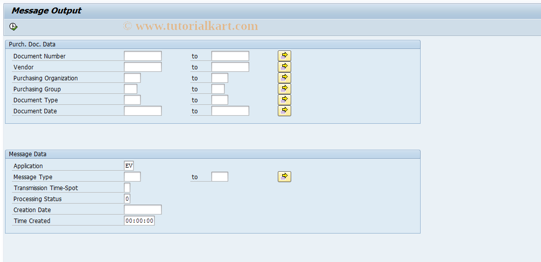 SAP TCode ME9K - Message Output: Contracts