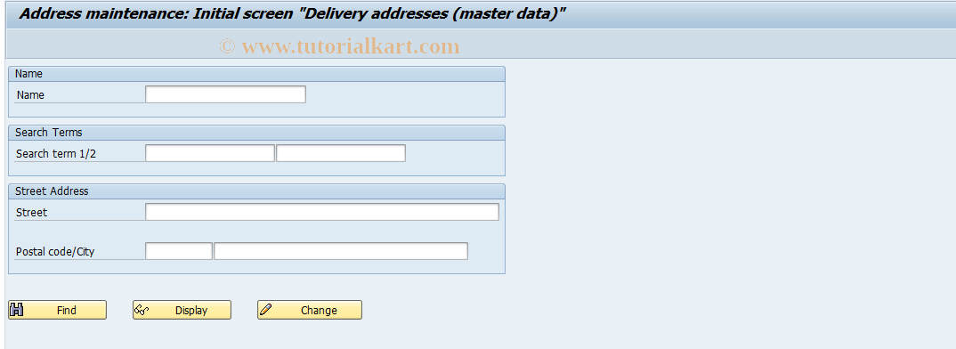 SAP TCode MEAN - Delivery Addresses