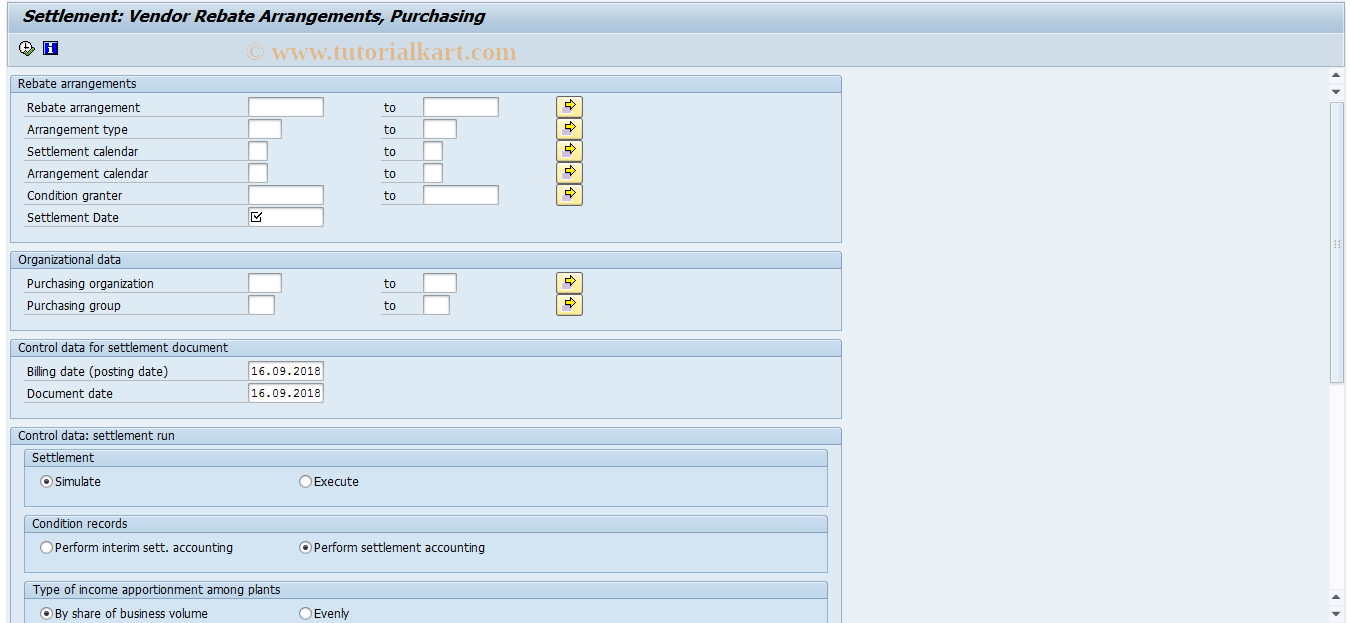 SAP TCode MEB4 - Settlement re Vendor Rebate Arrs.