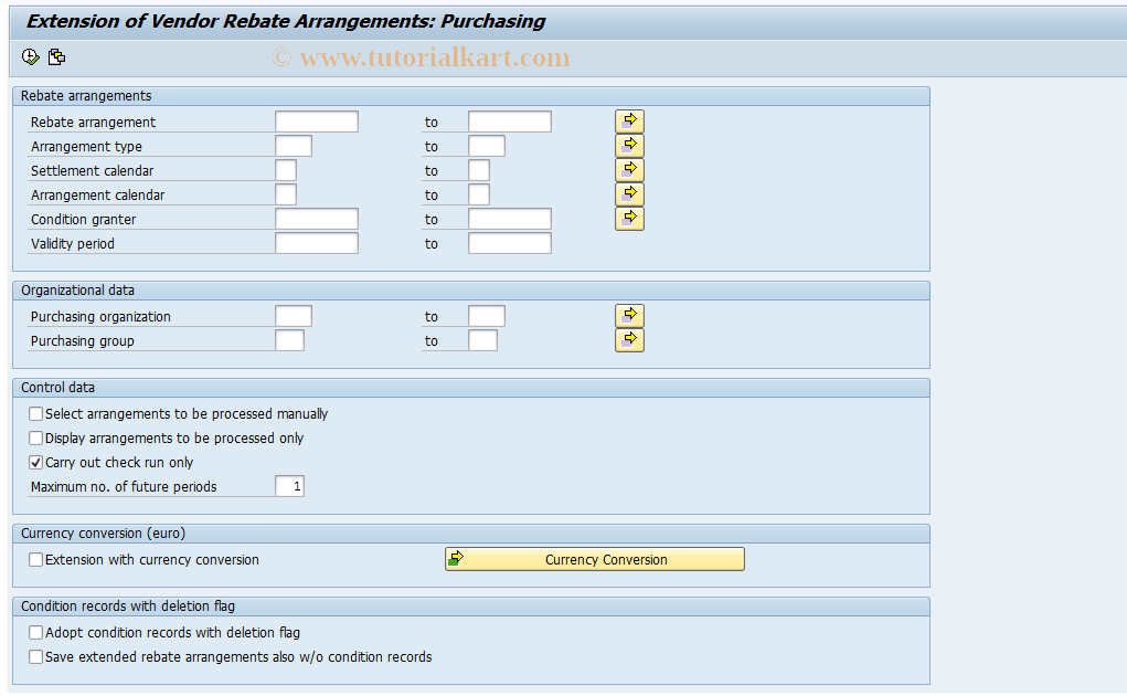 SAP TCode MEB7 - Extend Vendor Rebate Arrangements