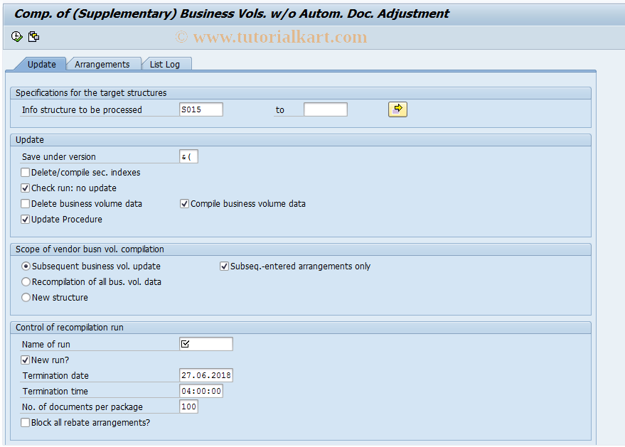 SAP TCode MEBA - Comp. Suppl. BV, Vendor Rebate Arr.