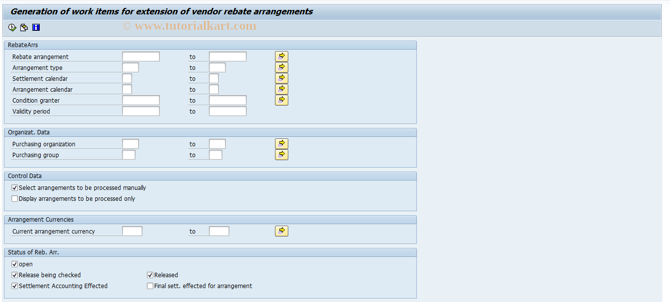 SAP TCode MEBH - Generate Work Items (Man. Extension)