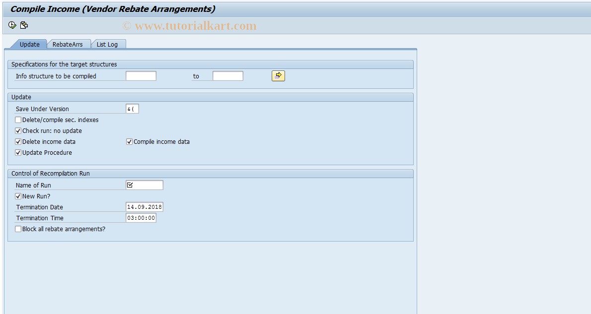 SAP TCode MEBJ - Recompile Income, Vendor Reb. Arrs.