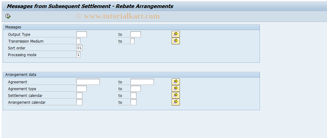 SAP TCode MEBK - Message.,  Substance  Settlement - Arrangment