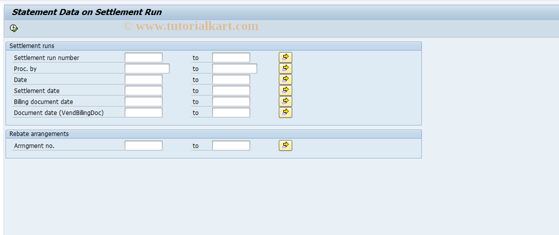 SAP TCode MEBM - List of settlement runs for arrngmts