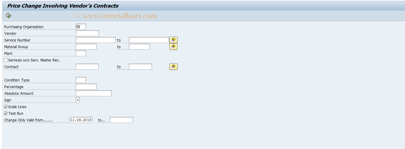 SAP TCode MEDL - Price Change: Contract