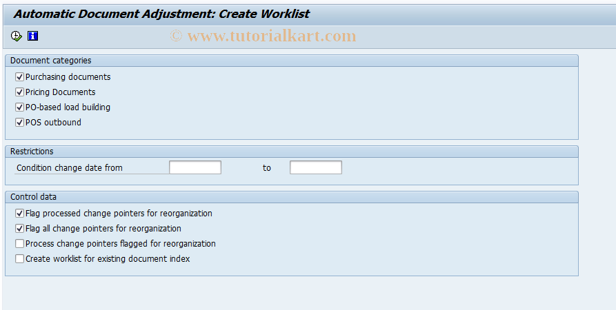 SAP TCode MEI4 - Compile Worklist for Document Index